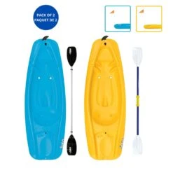 Pelican Sport Combo - 2 Solo Kids Kayaks With Paddles - Yellow/Blue